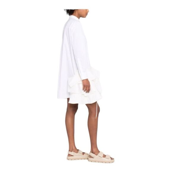 Sacai Mixed Media Atterley Cream Shirt Dress Size XL (4) - Picture 3 of 15